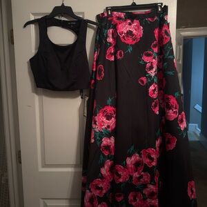 Sequin Hearts Black and Ivory Two-Piece Set